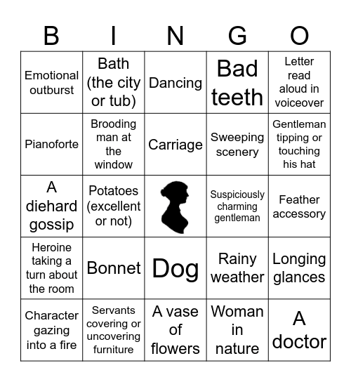 Jane Austen's Bingo Card
