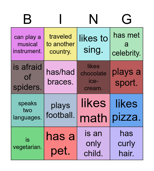 Find someone who ... Bingo Card