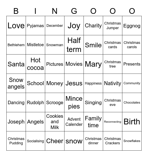 Christmas Bingo Card