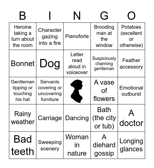 Jane Austen's Bingo Card