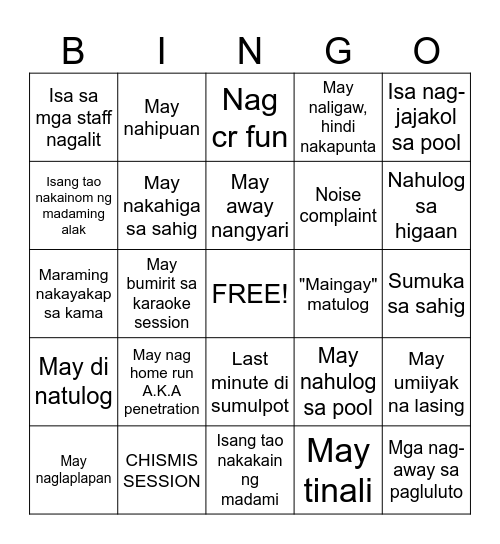 PUKSAAN Bingo Card