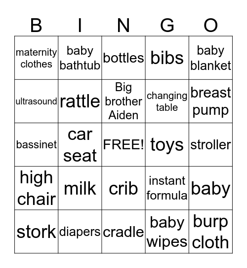 Baby Bingo Card