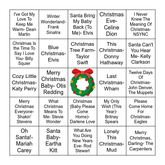 Christmas Love (& Heartbreak) Bingo Card
