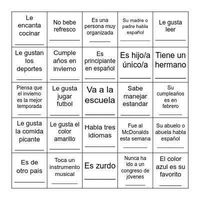 BINGO para conocerse Bingo Card