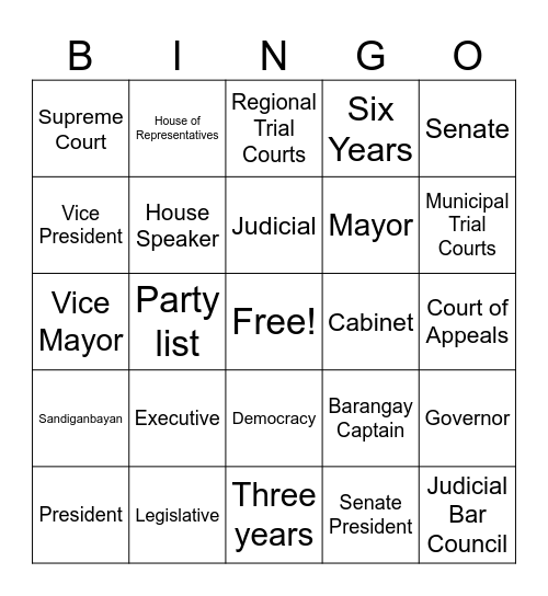 BINGO-vernment Bingo Card