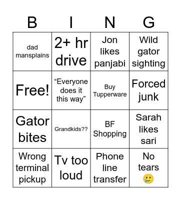 Florida Thanksgiving 2024 Bingo Card