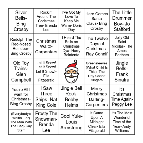 Vintage Christmas Gems Bingo Card