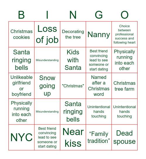 Hallmark Movie Bingo Card