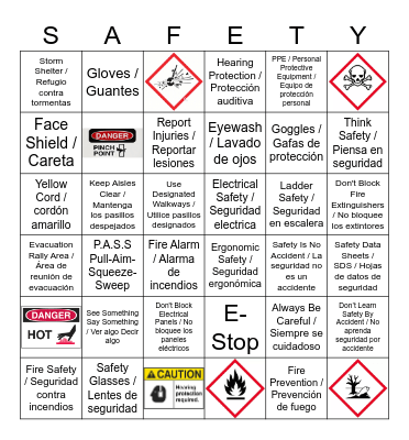 December 2024 Safety Bingo / Bingo de Seguridad Bingo Card