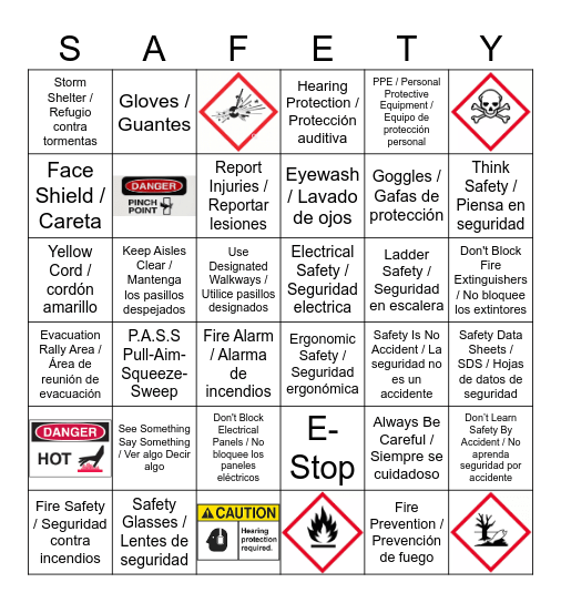 December 2024 Safety Bingo / Bingo de Seguridad Bingo Card