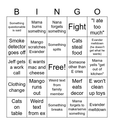 Thanksgiving Bingo Card