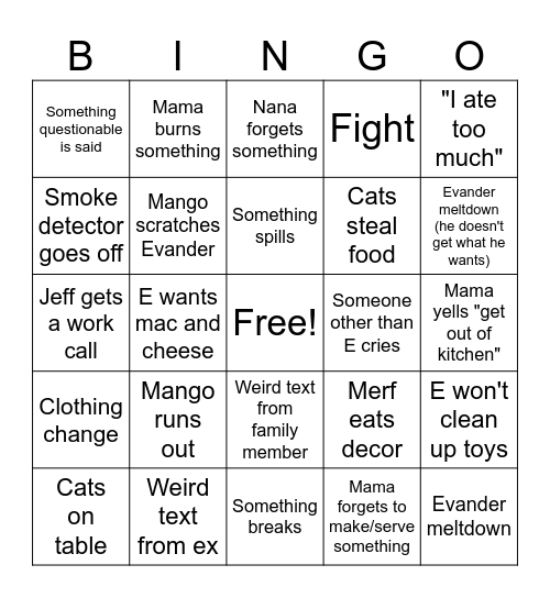 Thanksgiving Bingo Card