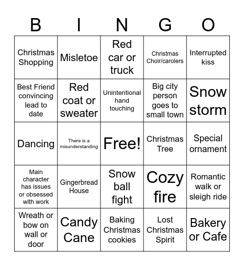 Hallmark Movie Bingo Card