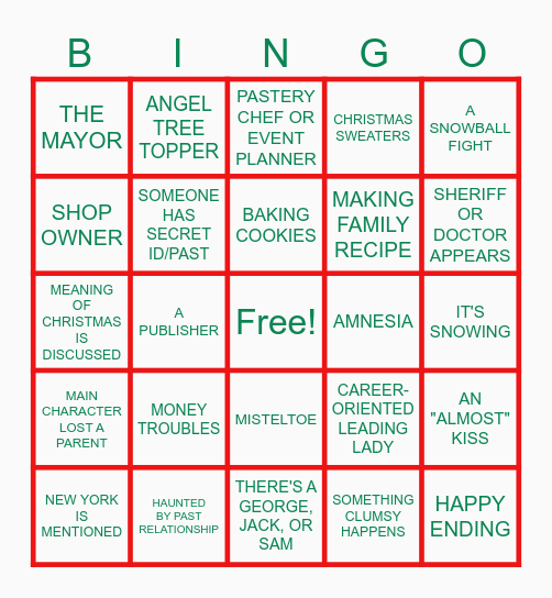 HALLMARK CHRISTMAS MOVIE Bingo Card