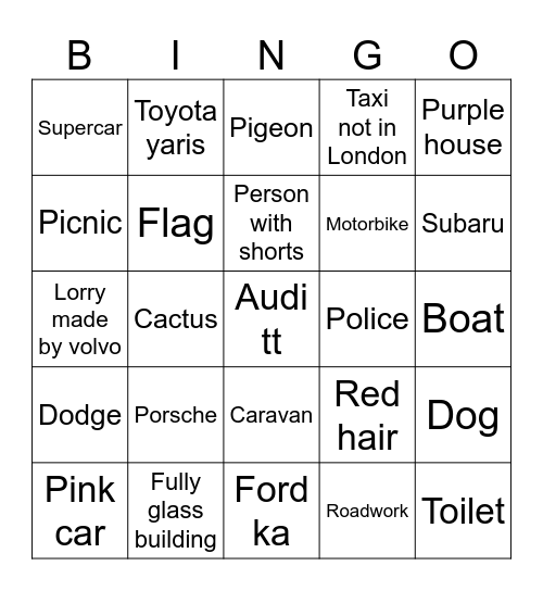 Google map bingo Card