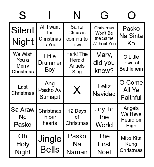 SINGO EVERYONE Bingo Card