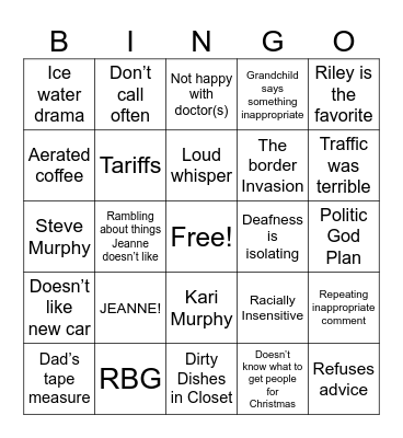Davis Thanksgiving Bingo Card