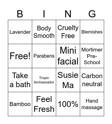 Tropic Bingo Card