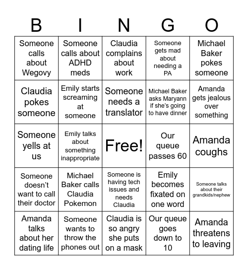 Pharmacy Bingo Card