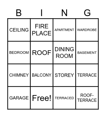 HOUSE VOCABULARY Bingo Card