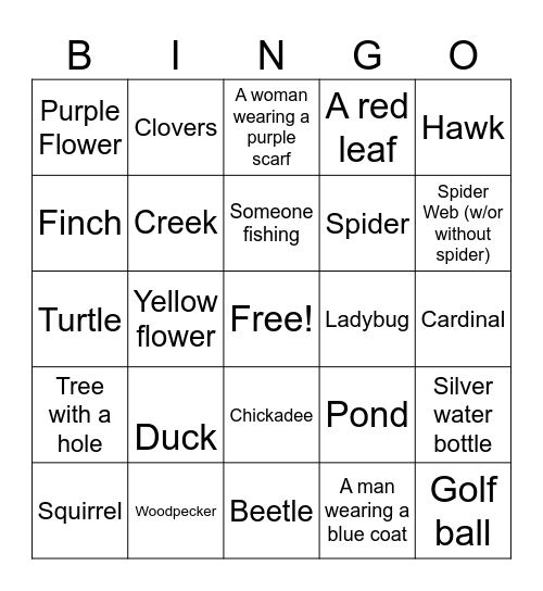 2025 Thanksgiving Hike Bingo Card