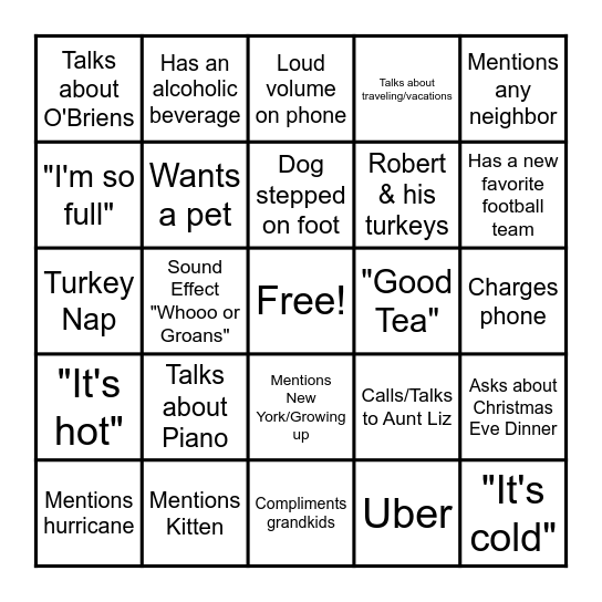 GiGi Bingo Card