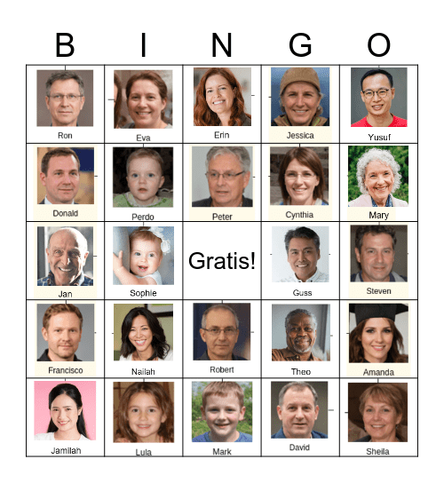 Familieleden Bingo Card