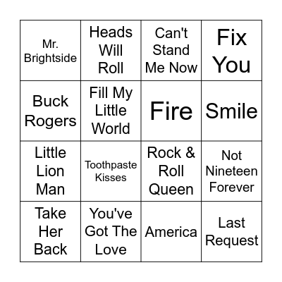 00s Indie Bingo Round 3 Bingo Card