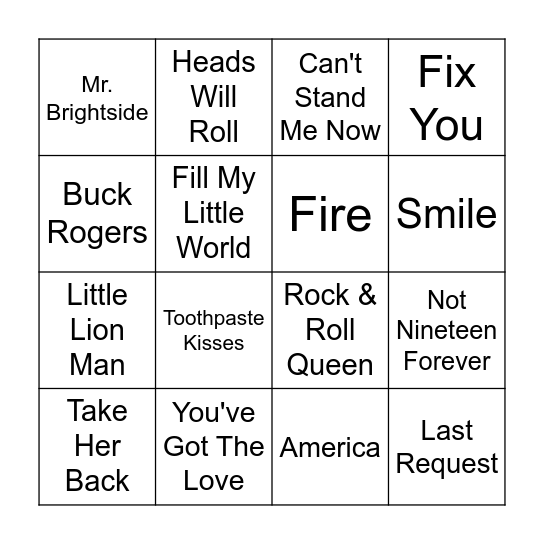 00s Indie Bingo Round 3 Bingo Card