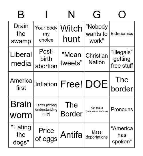 Holidays with MAGAs Bingo Card