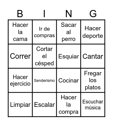 EL TIEMPO LIBRE Bingo Card