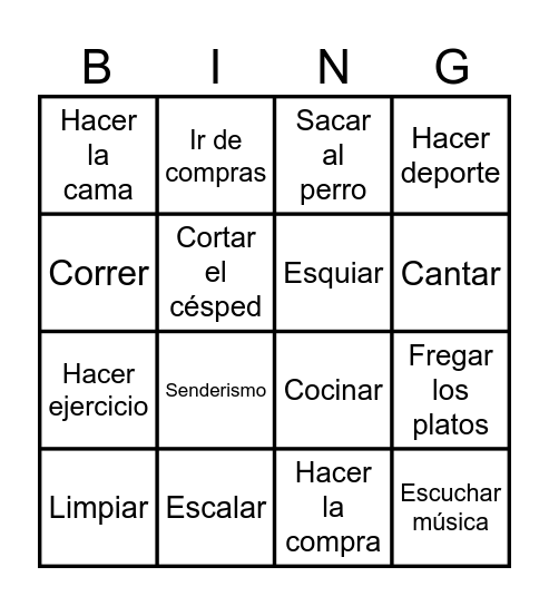 EL TIEMPO LIBRE Bingo Card