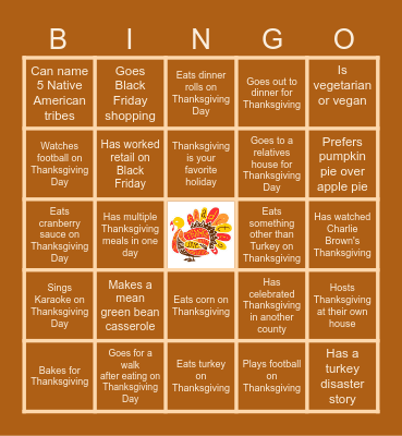 Thanksgiving Bingo Card