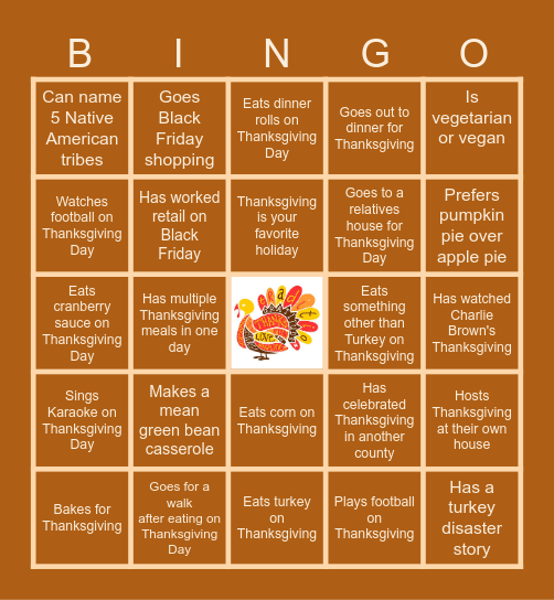 Thanksgiving Bingo Card