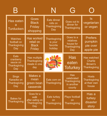 Thanksgiving Bingo Card