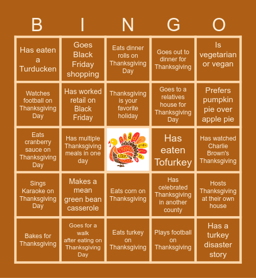 Thanksgiving Bingo Card