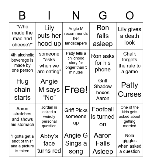 Thanksgiving BINGO Card