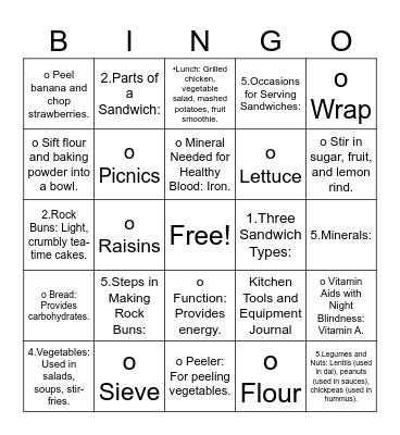 Year 7 Revision Answers Bingo Card