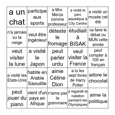 Qui? Bingo Card