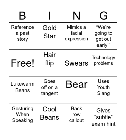 Dr. Bergeron Emotions Bingo Card