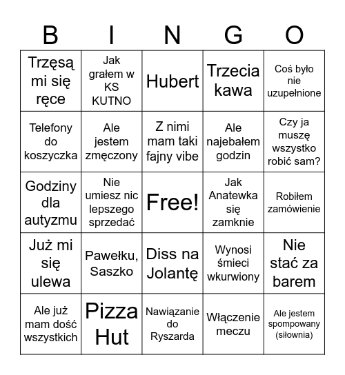 Bingo Macha Bingo Card