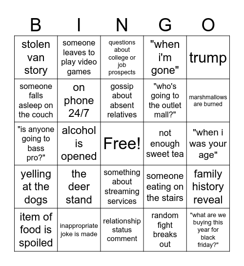 Happy Thanksgiving Bingo Card