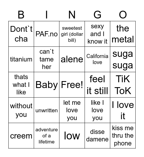 Ronjas favoritter 2.0 Bingo Card