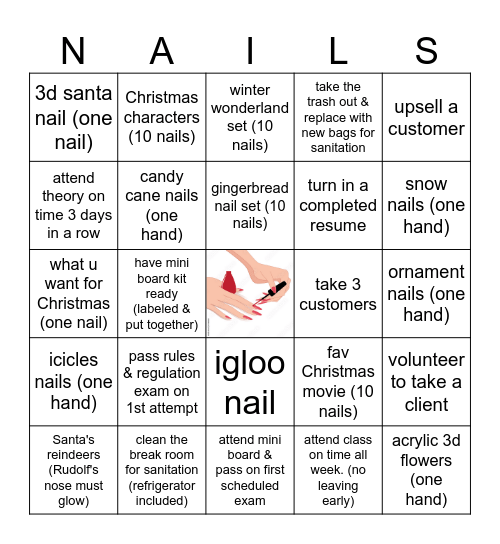 Nails Bingo Card