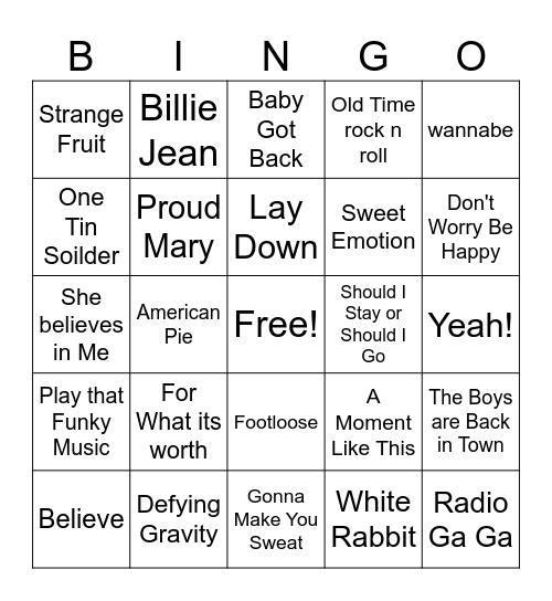Music BINGO 4 Bingo Card