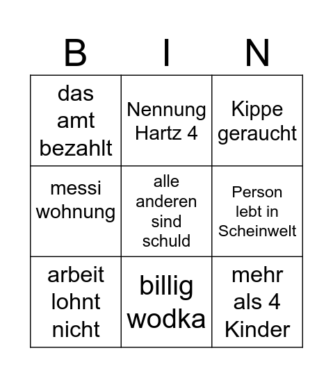 Armes DE Bingo Card