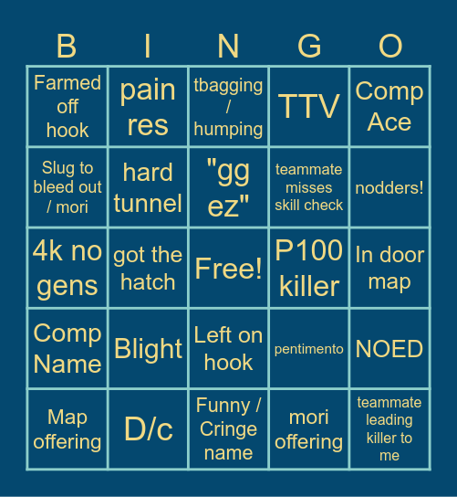 DBD BINGOOOOO Bingo Card