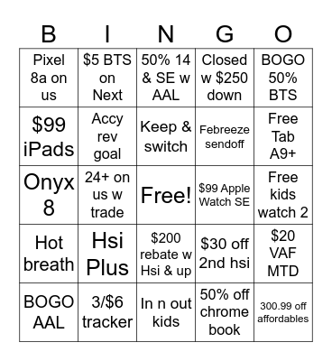 Black Friday!!! Bingo Card
