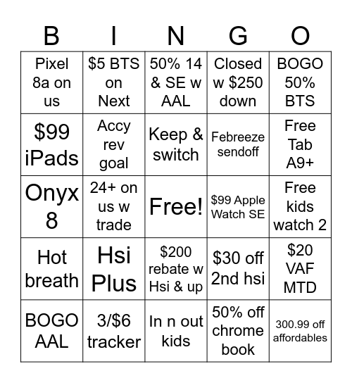 Black Friday!!! Bingo Card