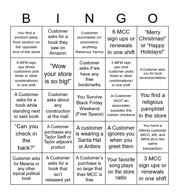 Black Friday Bingo Card